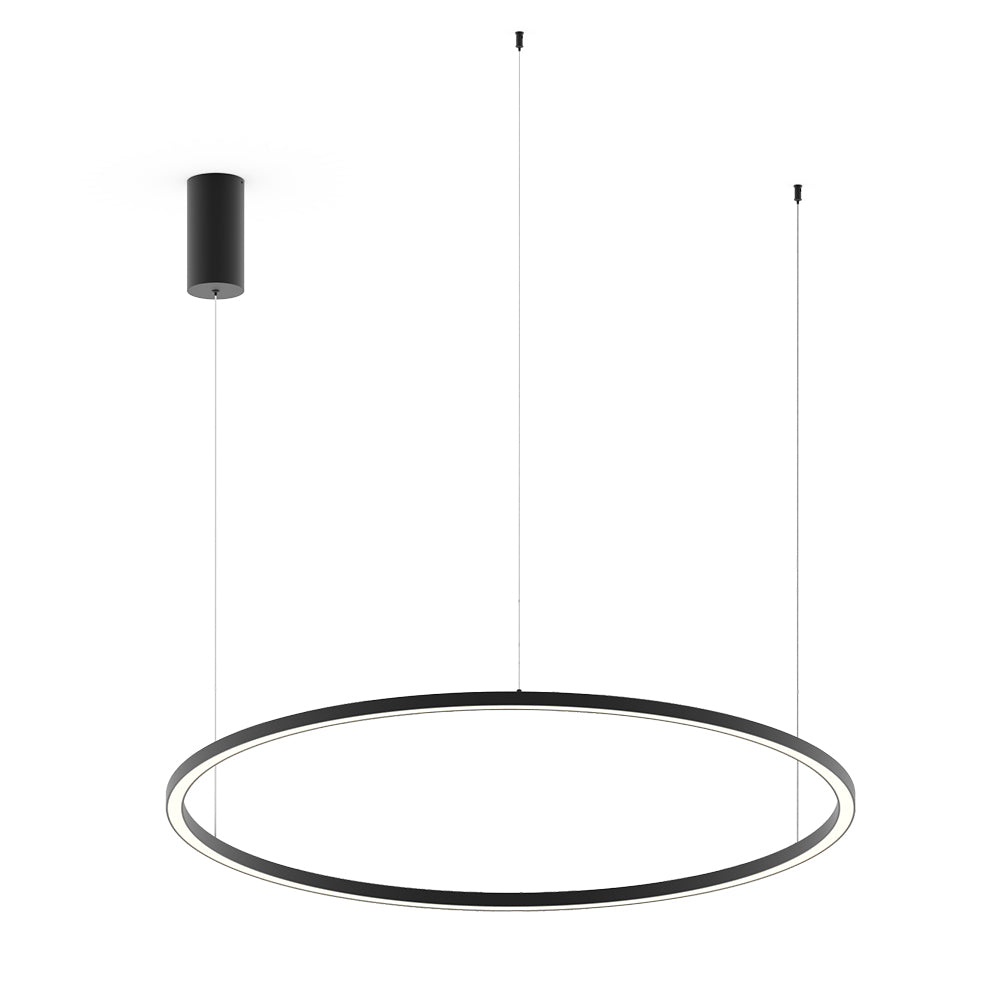 Sospensione in alluminio bianco-nero-oro con diffusore in acrilico cavi in acciaio LED CCT HOOP-S120 Sospensione in alluminio bianco-nero-oro con diffusore in acrilico cavi in acciaio LED CCT HOOP-S120